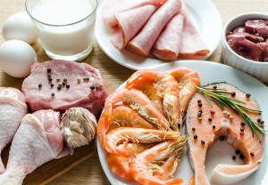 Vitamin B12-rich foods, including poultry, seafood, eggs, and dairy products